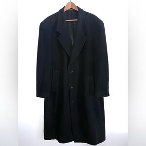 Jones New York Vintage 100% Wool Black Trench Coat Men's Size R42 Single Breast